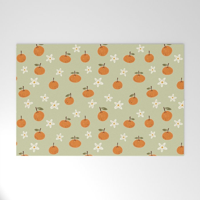 Little Orange Blossoms Welcome Mat