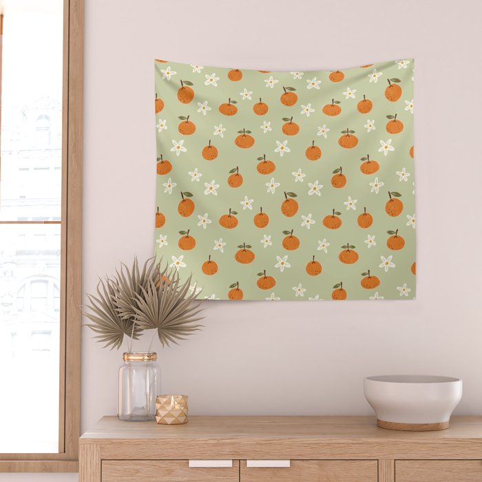 Little Orange Blossoms Wall Tapestry Gallery Image 2