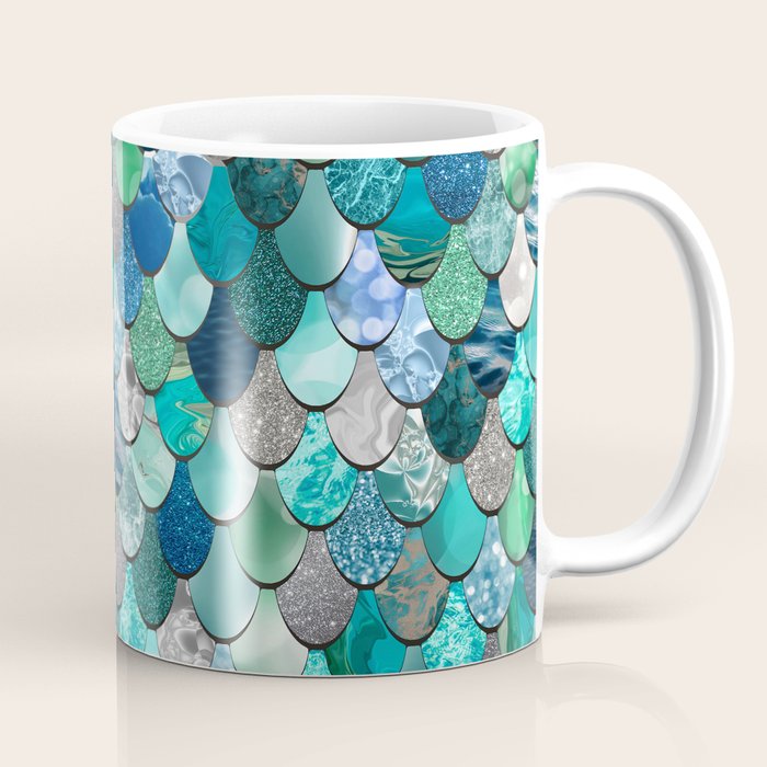 Mermaid Art, Sea,Teal, Mint, Aqua, Blue Coffee Mug Gallery Image 1
