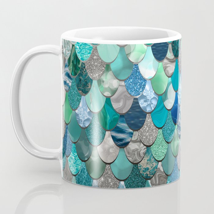 Mermaid Art, Sea,Teal, Mint, Aqua, Blue Coffee Mug Gallery Image 3