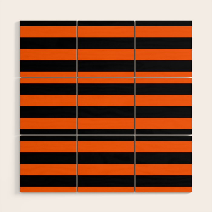 Black & Orange Stripes Wood Wall Art Gallery Image 1