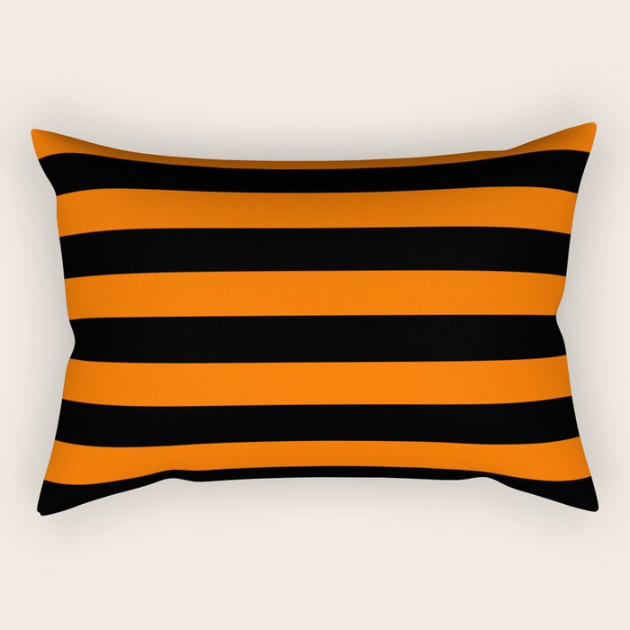 Black & Orange Stripes Rectangular Pillow Gallery Image 1