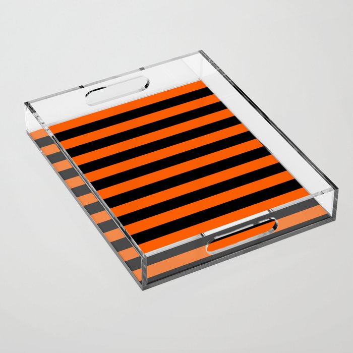 Black & Orange Stripes Acrylic Tray Gallery Image 1