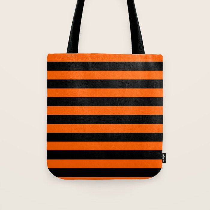 Black & Orange Stripes Tote Bag Gallery Image 1