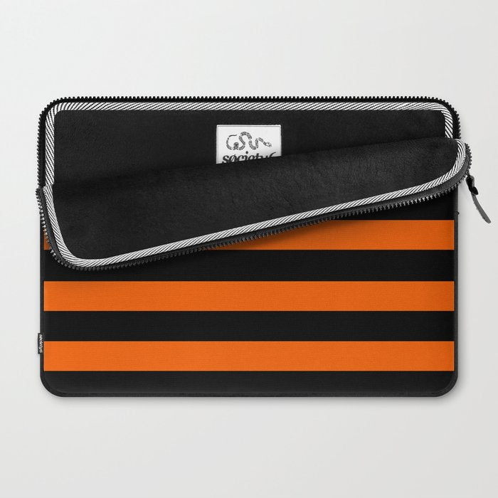 Black & Orange Stripes Laptop Sleeve Gallery Image 2