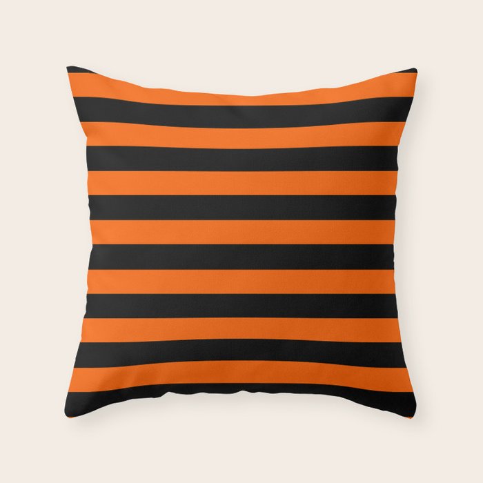 Black & Orange Stripes Throw Pillow Gallery Image 6
