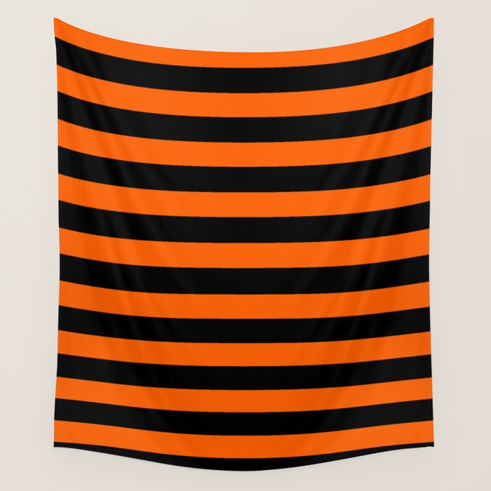 Black & Orange Stripes Wall Tapestry Gallery Image 4