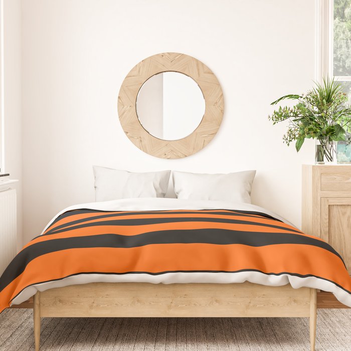 Black & Orange Stripes Duvet Cover Gallery Image 3