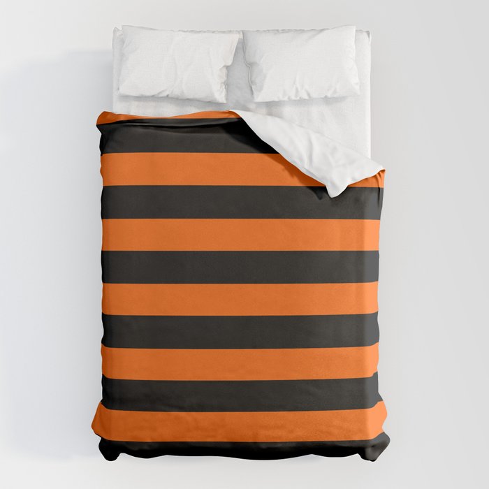Black & Orange Stripes Duvet Cover Gallery Image 6