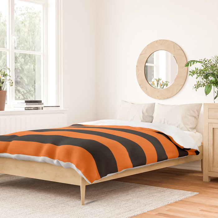 Black & Orange Stripes Duvet Cover Gallery Image 2