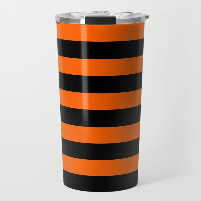 Black & Orange Stripes Travel Mug Gallery Image 1