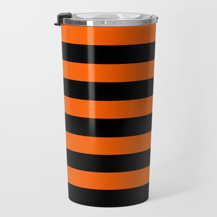 Black & Orange Stripes Travel Mug Gallery Image 3