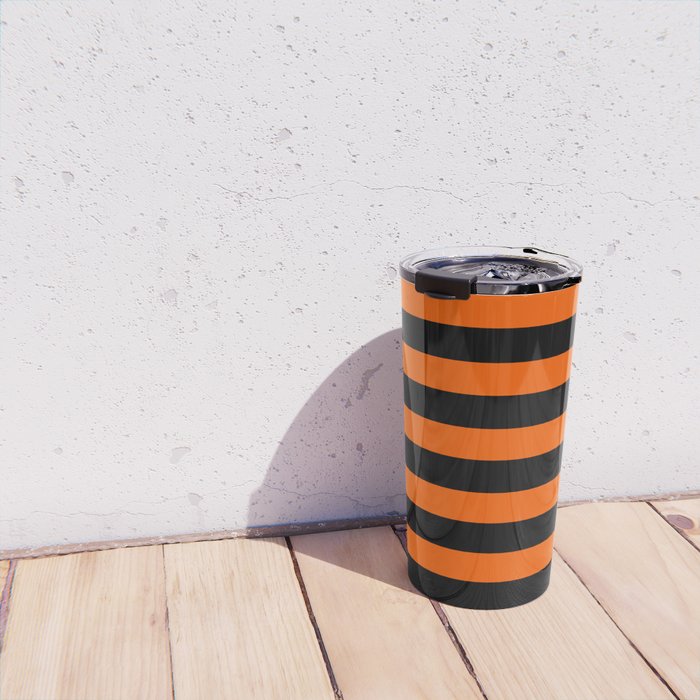 Black & Orange Stripes Travel Mug Gallery Image 4