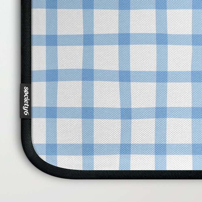 Blue geometric plaid gingham pattern Laptop Sleeve Gallery Image 3