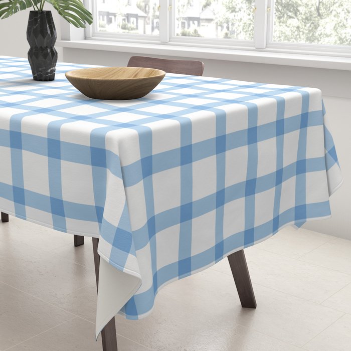 Blue geometric plaid gingham pattern Tablecloth Gallery Image 3