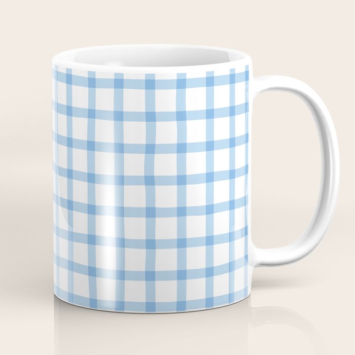 Blue geometric plaid gingham pattern Coffee Mug Gallery Image 1
