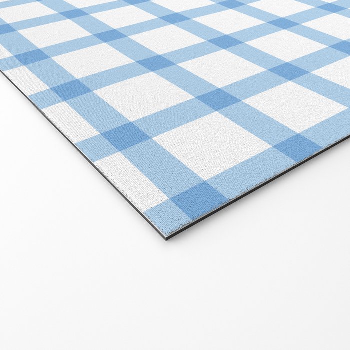 Blue geometric plaid gingham pattern Welcome Mat Gallery Image 2