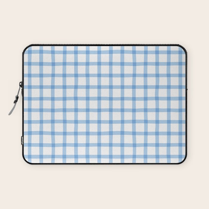 Blue geometric plaid gingham pattern Laptop Sleeve Gallery Image 1