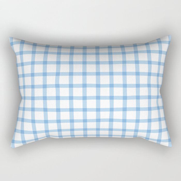 Blue geometric plaid gingham pattern Rectangular Pillow Gallery Image 2
