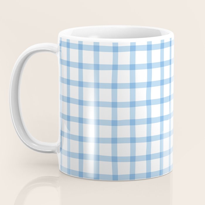 Blue geometric plaid gingham pattern Coffee Mug Gallery Image 3
