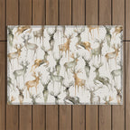 Fall Winter Woodland Deer Animals Outdoor Rug Gallery Image 1