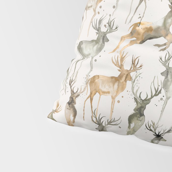 Fall Winter Woodland Deer Animals Pillow Sham Gallery Image 4