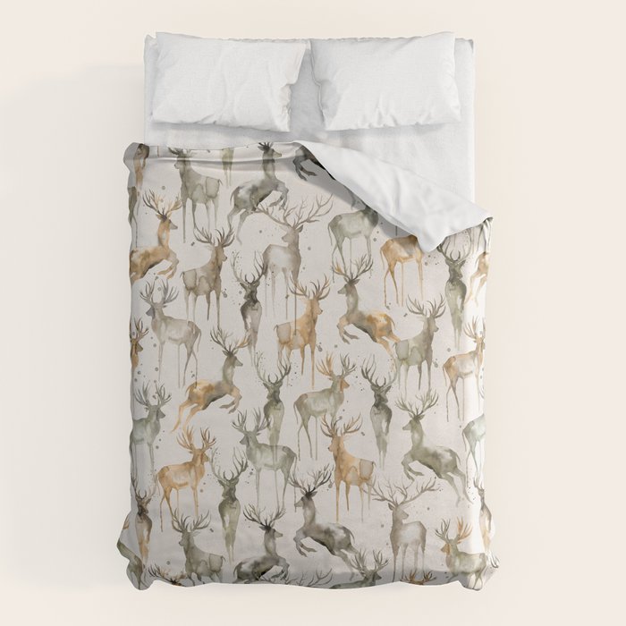 Fall Winter Woodland Deer Animals Duvet Cover Gallery Image 1