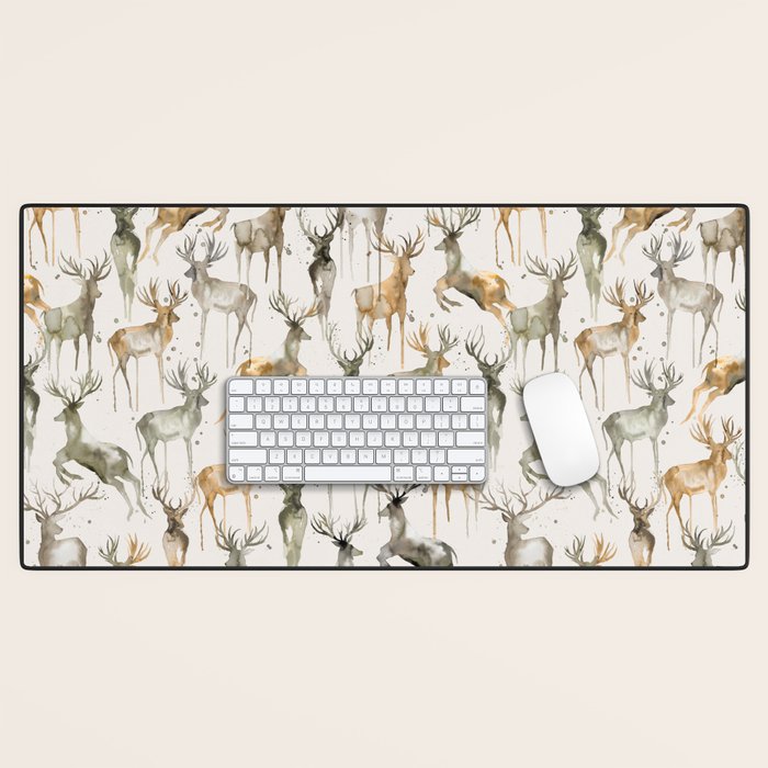 Fall Winter Woodland Deer Animals Desk Mat Gallery Image 1