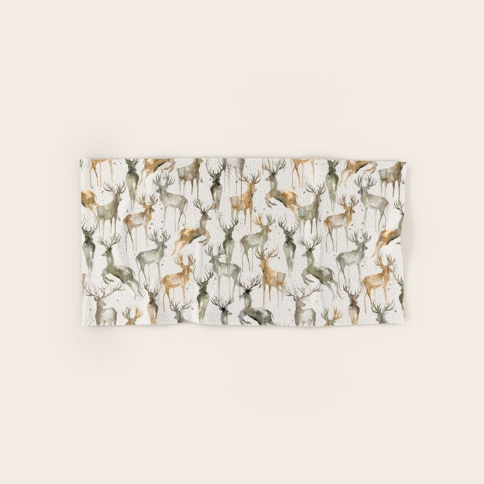 Fall Winter Woodland Deer Animals Bath Towel Gallery Image 1
