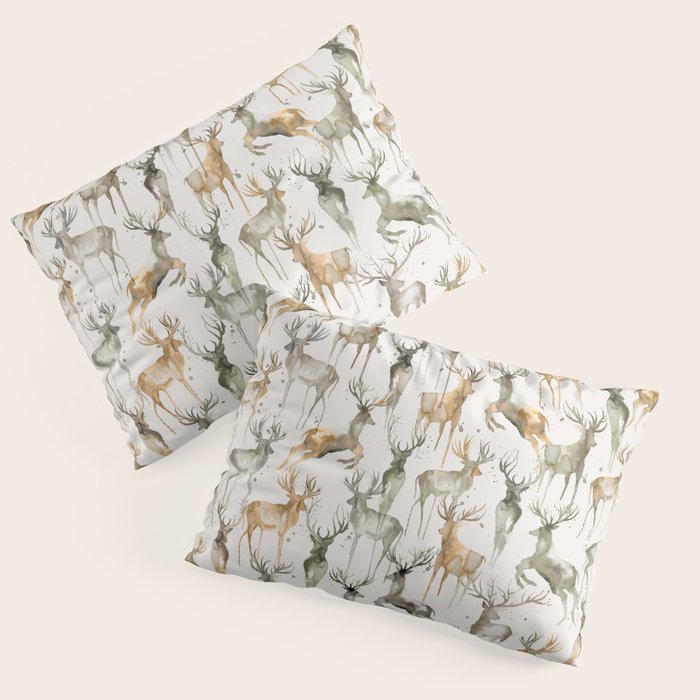 Fall Winter Woodland Deer Animals Pillow Sham Gallery Image 3