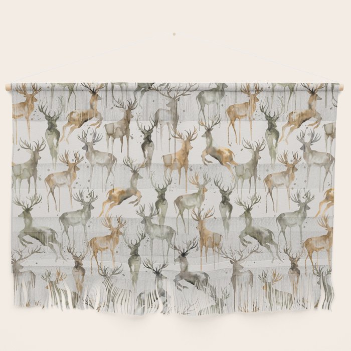 Fall Winter Woodland Deer Animals Wall Hanging Gallery Image 1