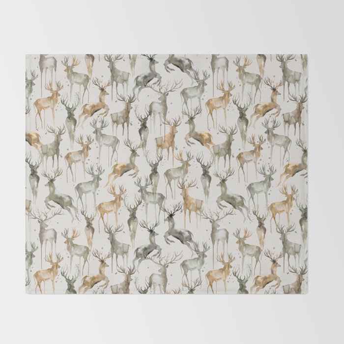 Fall Winter Woodland Deer Animals Throw Blanket Gallery Image 2