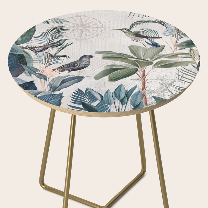 Tropical Birds Paradise Vintage Botanical Illustration Side Table Gallery Image 2
