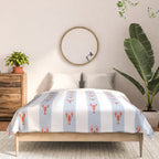 Red Lobsters On Hand-Painted Blue Stripes Comforter Gallery Image 3