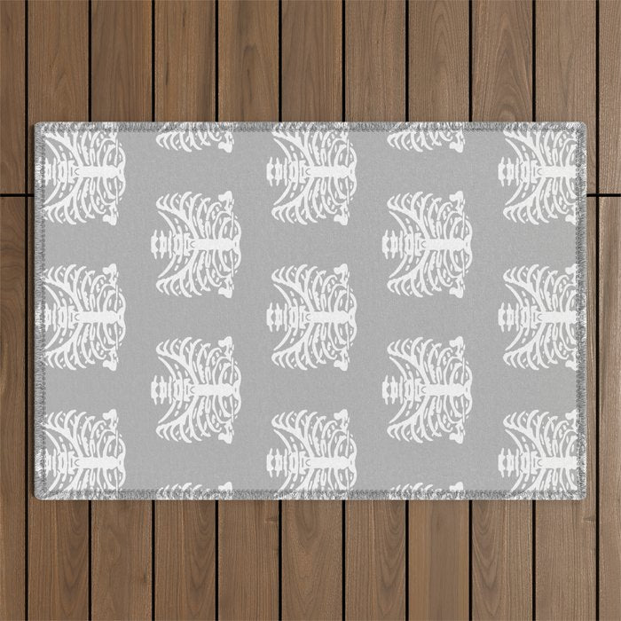 Human Rib Cage Pattern Gray 2 Outdoor Rug Gallery Image 1