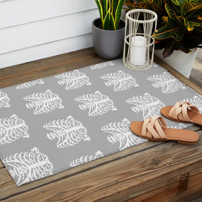 Human Rib Cage Pattern Gray 2 Outdoor Rug Gallery Image 2