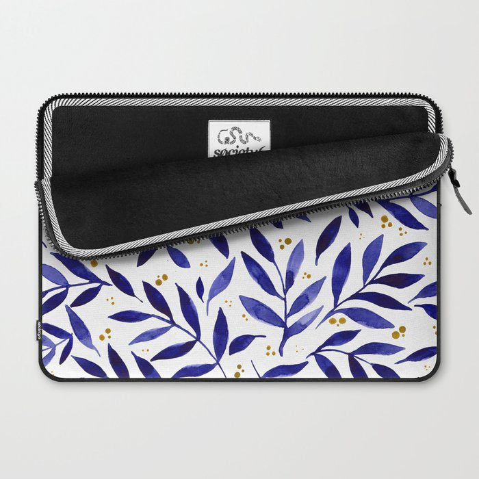 Pretty watercolor branches - blue and yellow Laptop Sleeve Gallery Image 2