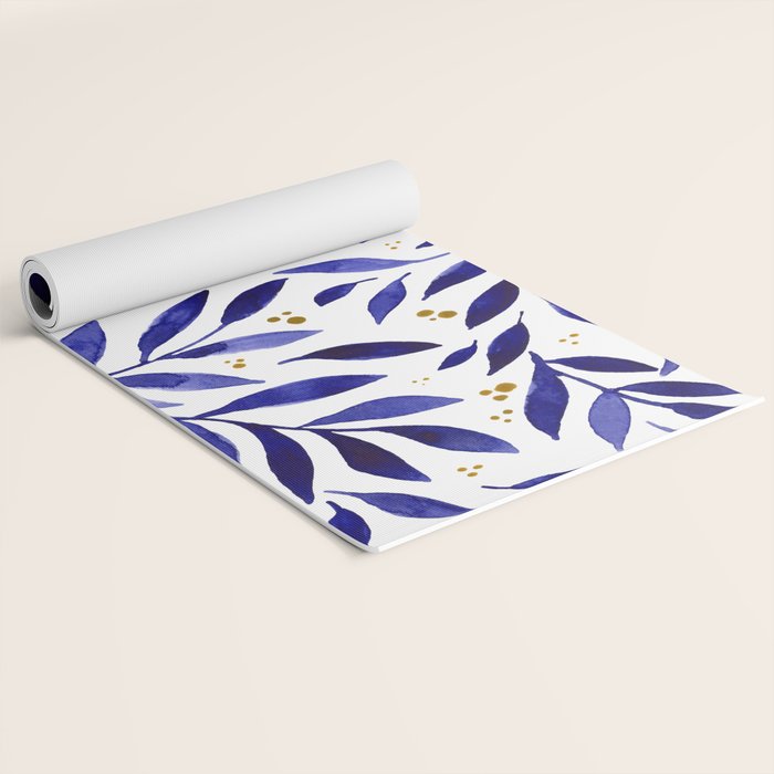 Pretty watercolor branches - blue and yellow Yoga Mat Gallery Image 2