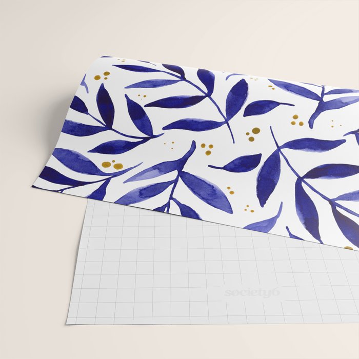 Pretty watercolor branches - blue and yellow Wrapping Paper Gallery Image 2