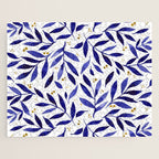Pretty watercolor branches - blue and yellow Jigsaw Puzzle Gallery Image 1