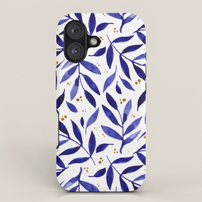 Pretty watercolor branches - blue and yellow iPhone Case Gallery Image 1