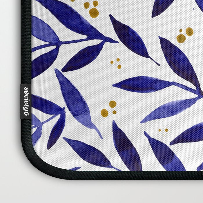 Pretty watercolor branches - blue and yellow Laptop Sleeve Gallery Image 3