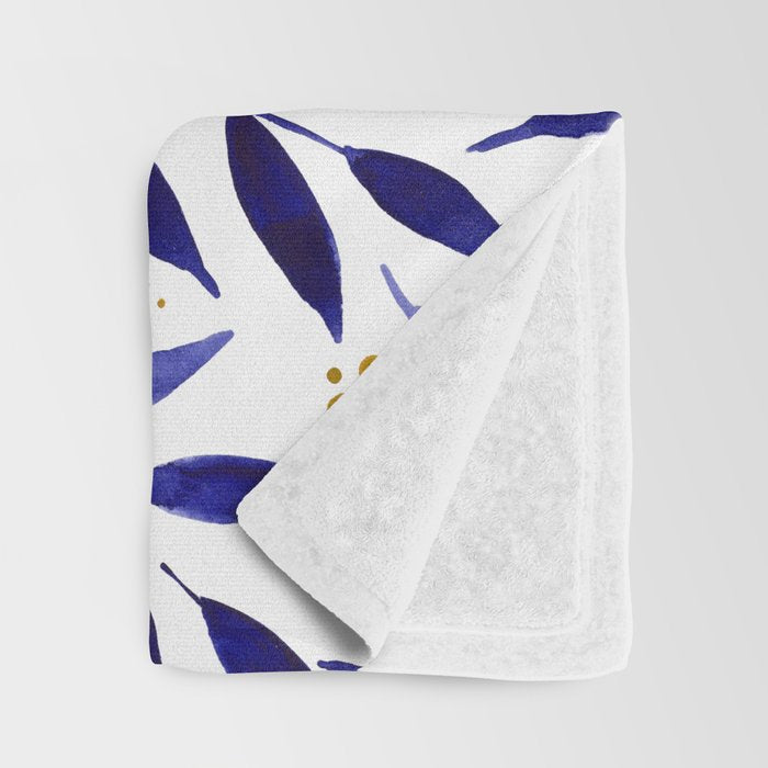 Pretty watercolor branches - blue and yellow Throw Blanket Gallery Image 3