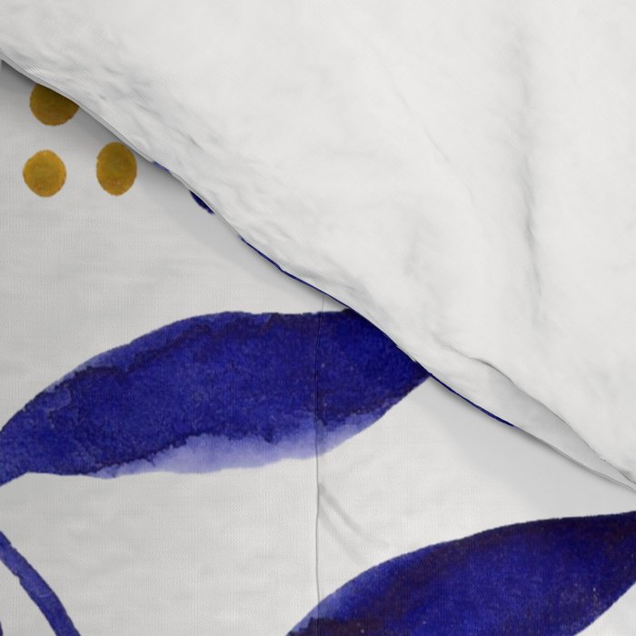 Pretty watercolor branches - blue and yellow Comforter Gallery Image 4