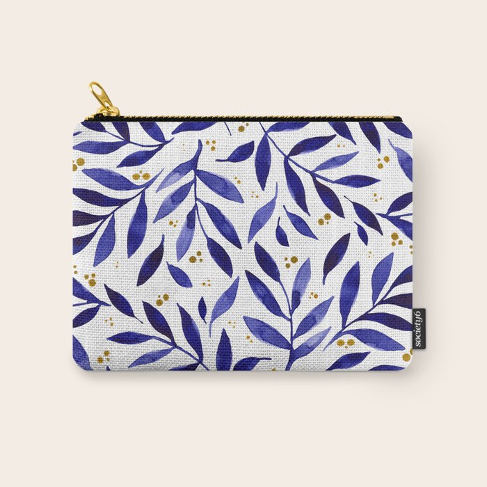 Pretty watercolor branches - blue and yellow Carry All Pouch Gallery Image 1