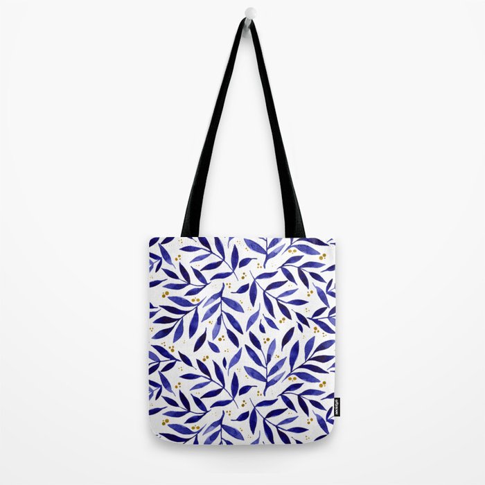 Pretty watercolor branches - blue and yellow Tote Bag Gallery Image 2