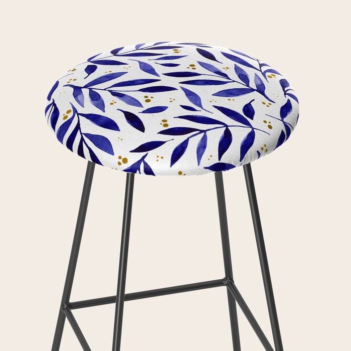 Pretty watercolor branches - blue and yellow Stool Gallery Image 2