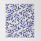 Pretty watercolor branches - blue and yellow Throw Blanket Gallery Image 2