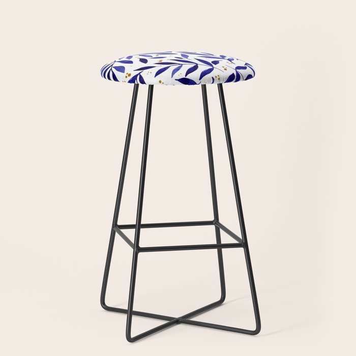 Pretty watercolor branches - blue and yellow Stool Gallery Image 1