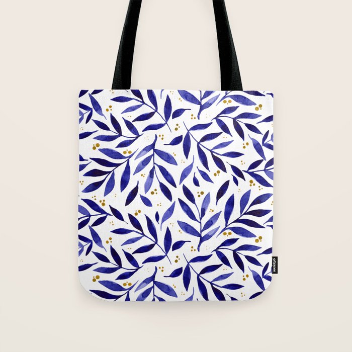 Pretty watercolor branches - blue and yellow Tote Bag Gallery Image 1
